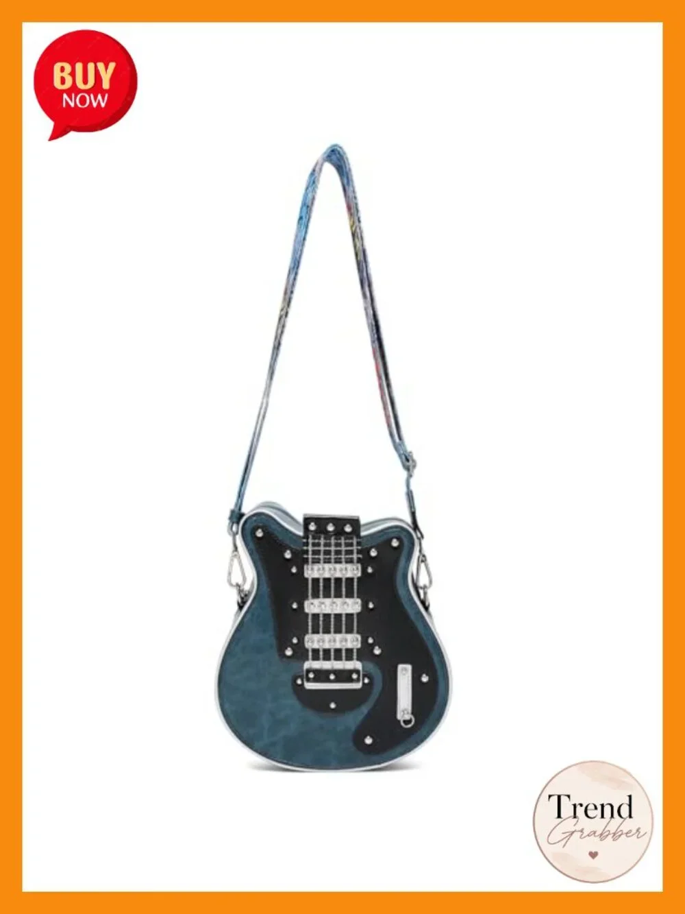 PU Leather Guitar Shaped Crossbody Shoulder Bag